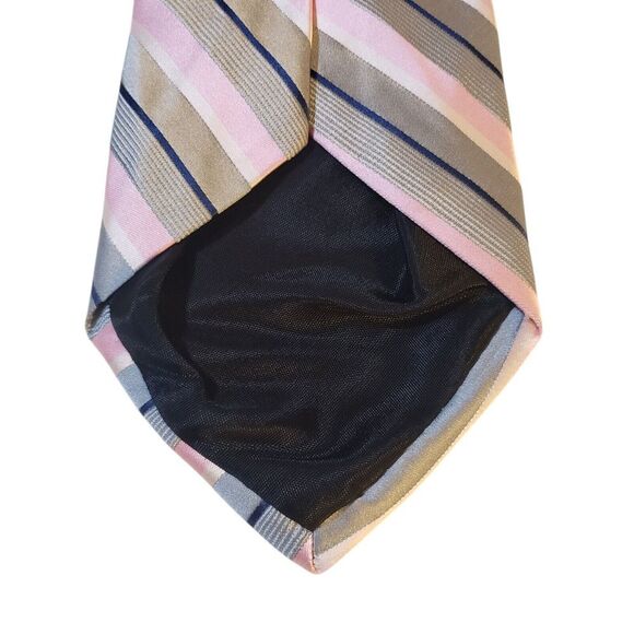 Stafford Executive Neck Tie Mens Designer Luxury Gray Pink Striped Statement - Picture 6 of 13